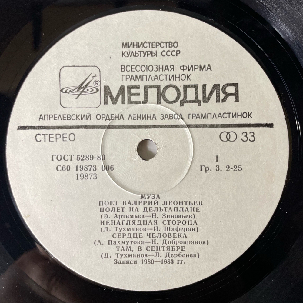 Винтажная виниловая пластинка LP Валерий Леонтьев Муза (СССР 1983)