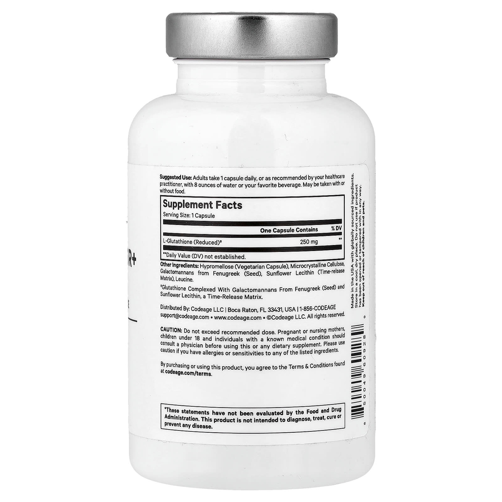 Codeage, Amen, Glutathione-SR+, 60 растительных капсул (250 мг в 1 капсуле)