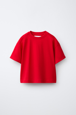 ZARA ОДНОТОННАЯ ФУТБОЛКА, КРАСНЫЙ