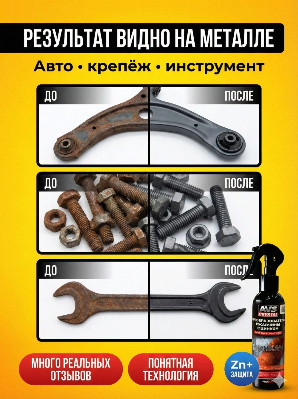 Преобразователь ржавчины для авто Цинкач