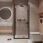 Душевое ограждение Niagara Nova NG-85-9AB-A90B-34 (90х90х195) квадрат,черный матовый,дверь распашная,стекло прозрачное,2 места