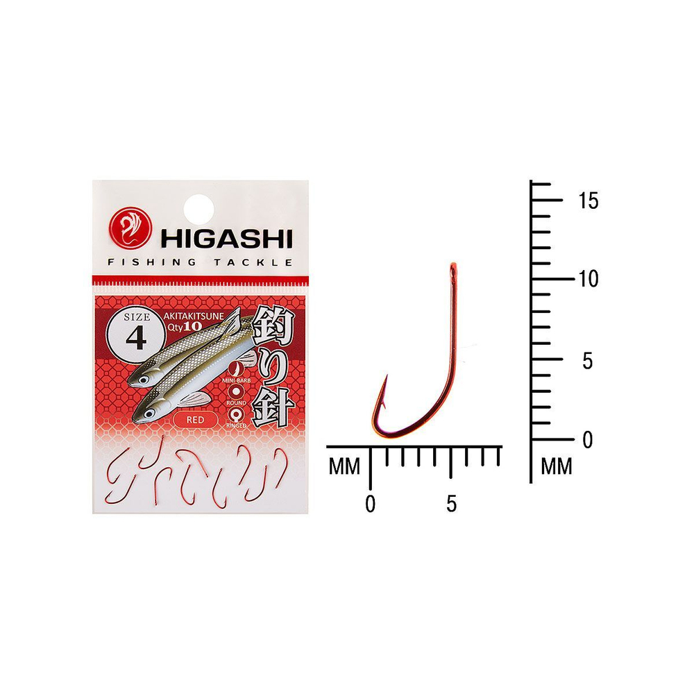 Крючок одинарный HIGASHI Akitakitsune ringed #12 Red