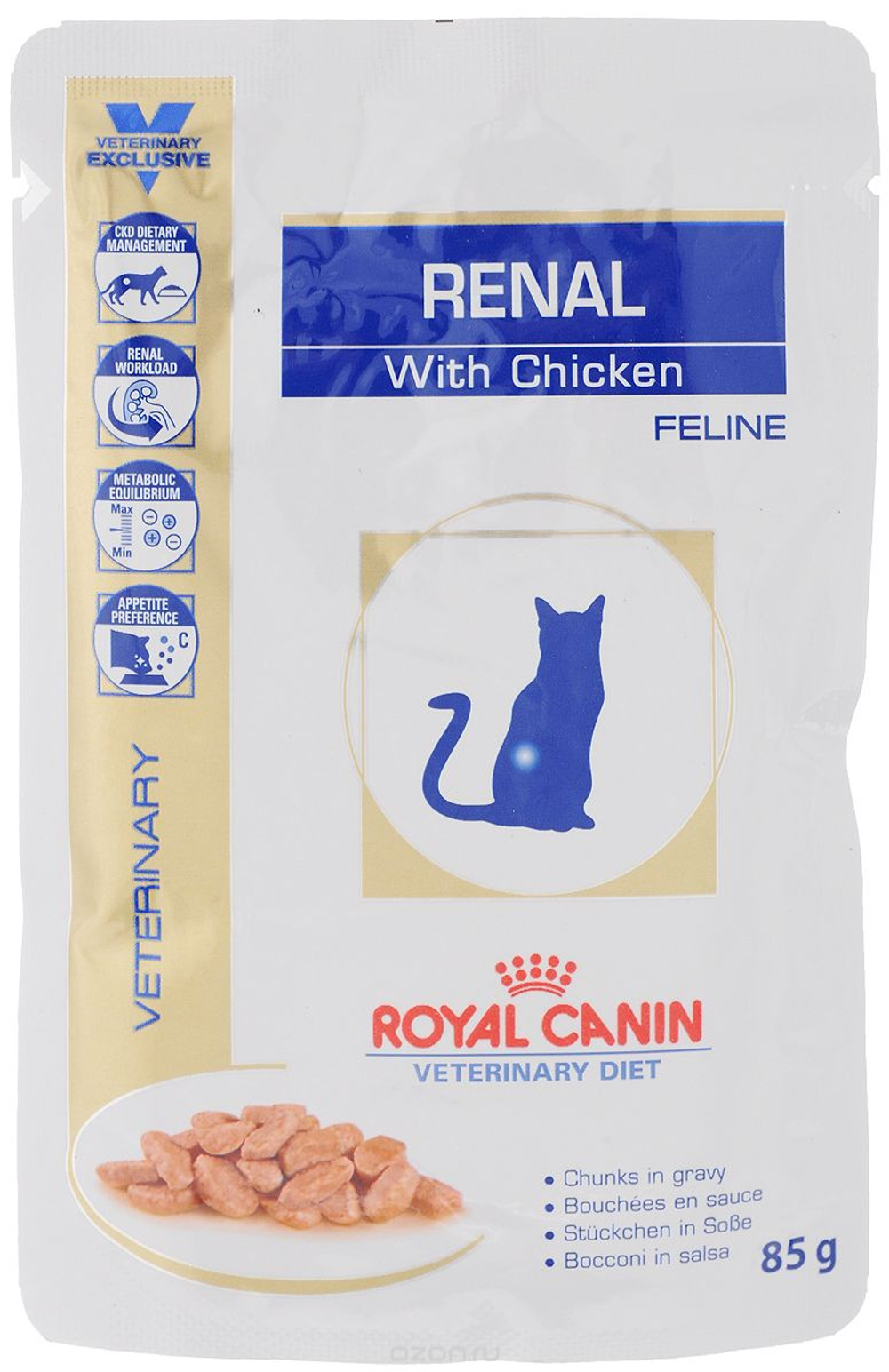 Royal Canin Vet 85г пауч Renal Feline Влажный корм для кошек с почечной недостаточностью Курица