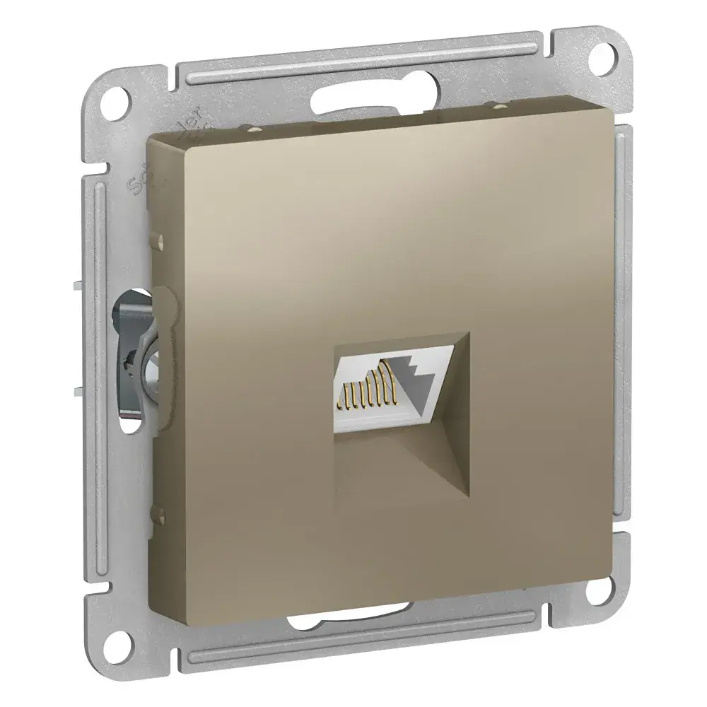 ATLASDESIGN РОЗЕТКА компьютерная RJ45 кат. 6A, механизм, ШАМПАНЬ