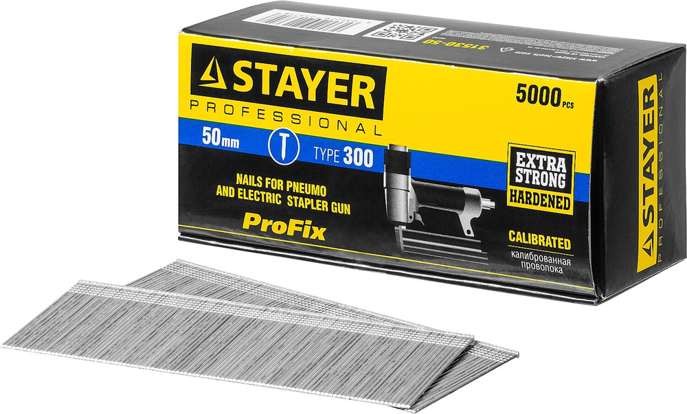 STAYER тип 18GA (47/300/F), 50 мм, 5000 шт, гвозди для нейлера, Professional (31530-50)