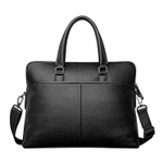 COW Top Grain Cow Leather Laptop Bag Large Men"s Black