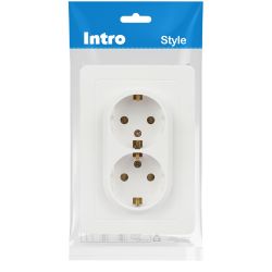 Розетка Intro Style 7-205-01 двойная с заземлением 2X2P+E Schuko 16А-250В IP20 СУ белый | Intro