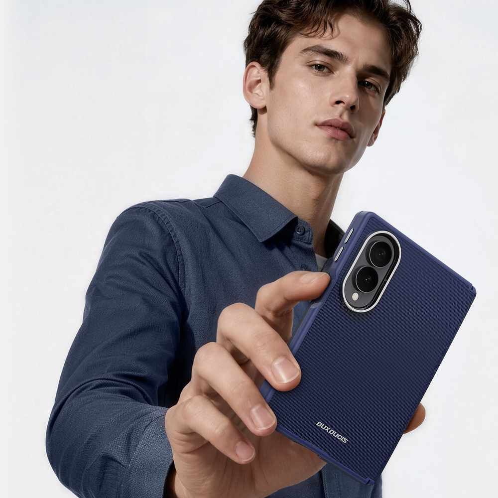 Чехол синего цвета с вставками из искусственной кожи для Samsung Galaxy Z Fold 8, серия Vyne Series от Dux Ducis
