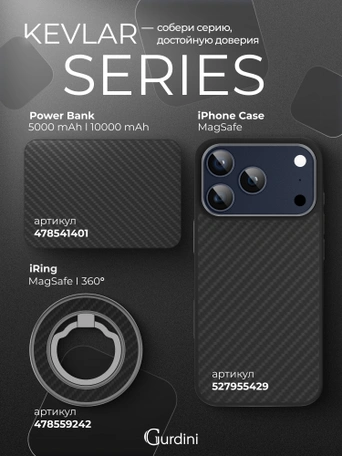 Чехол защитный для iPhone 17 Pro Max / 18 Pro Max 6.9" Gurdini Kevlar Case Черный
