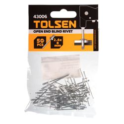 TOLSEN (TT43006) Набор заклепок алюминиевых, 2,4 х 8 мм, 50 шт