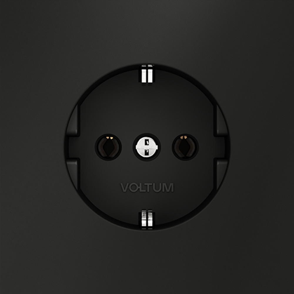 Розетка встраиваемая с заземлением 16А, (черный матовый) Voltum S70 VLS040108