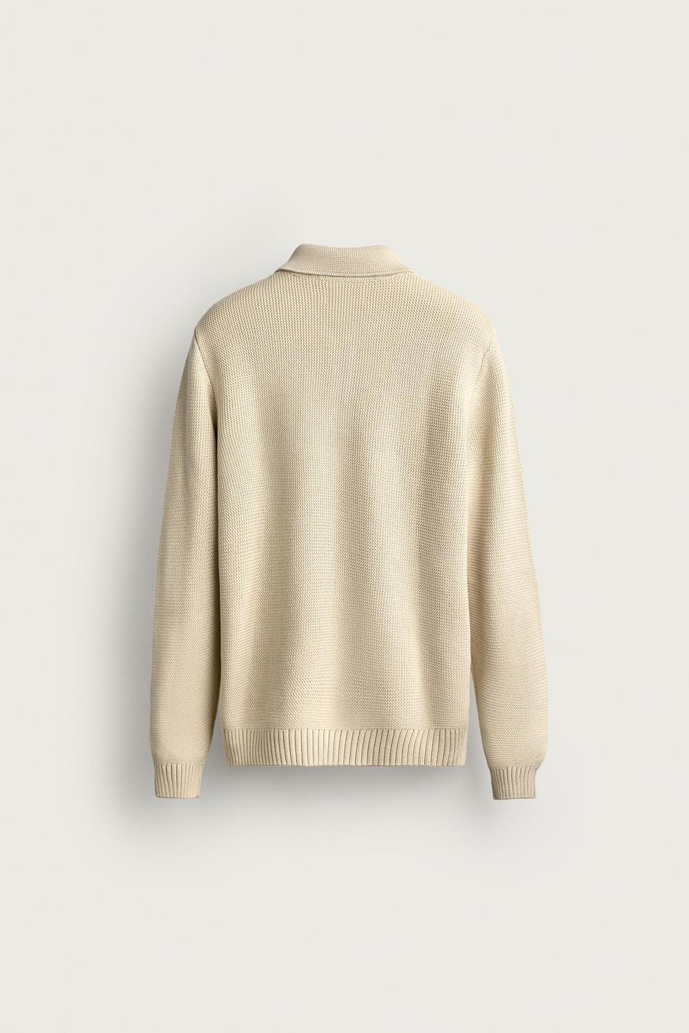 ZARA ПОЛО ИЗ ХЛОПКОВОГО ТРИКОТАЖА, ЭКРЮ