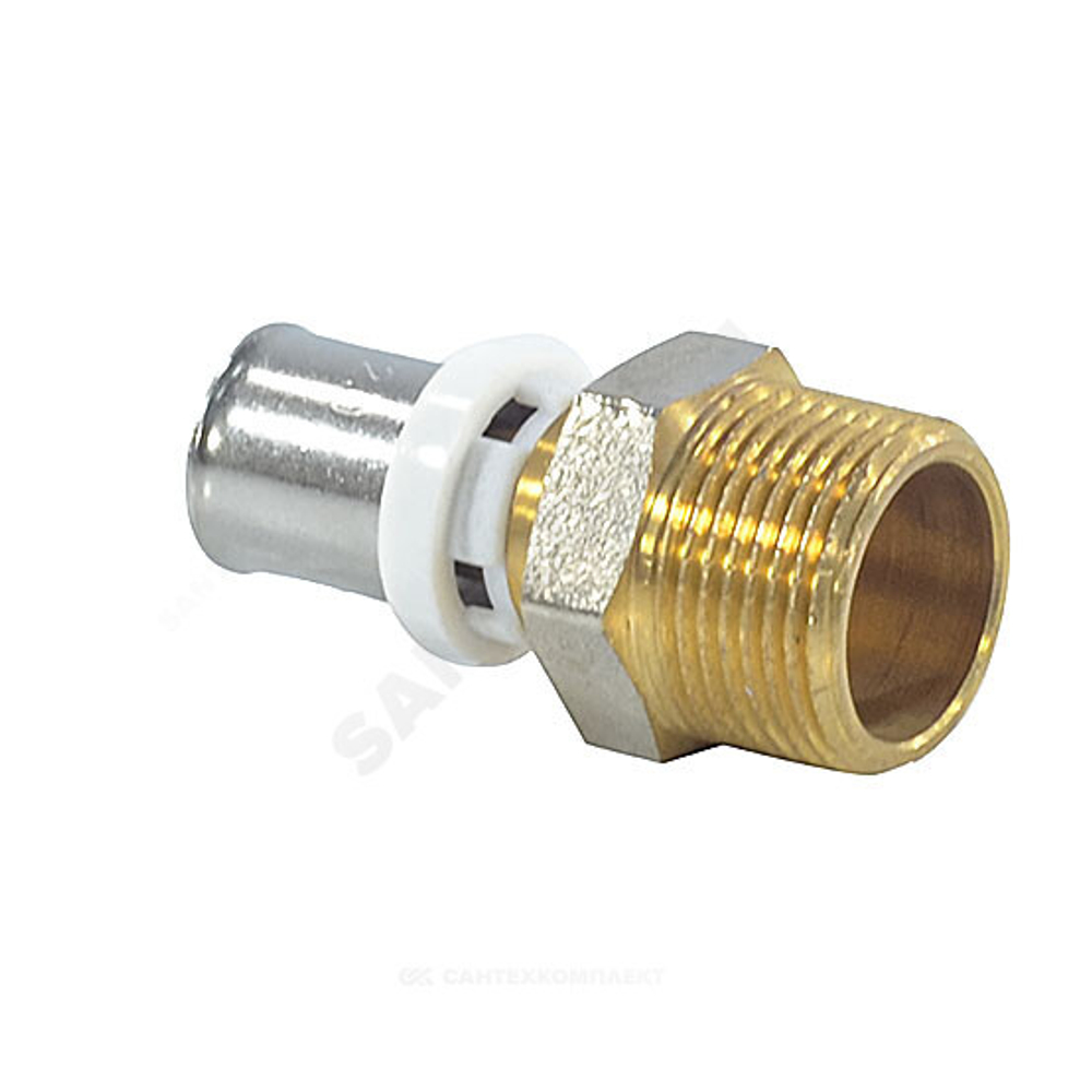 Муфта МП латунь никель пресс Дн 20х1/2" НР ГОСТ 32415-2013 8001 Aquasfera 8001-03