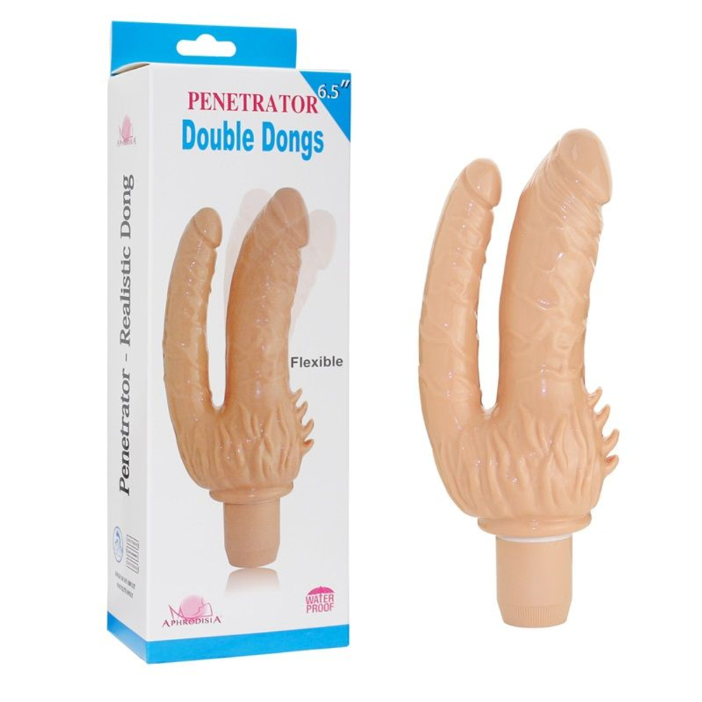 Телесный анально-вагинальный вибратор Penetrator Double Dong - 20 см. (Цвет: телесный)