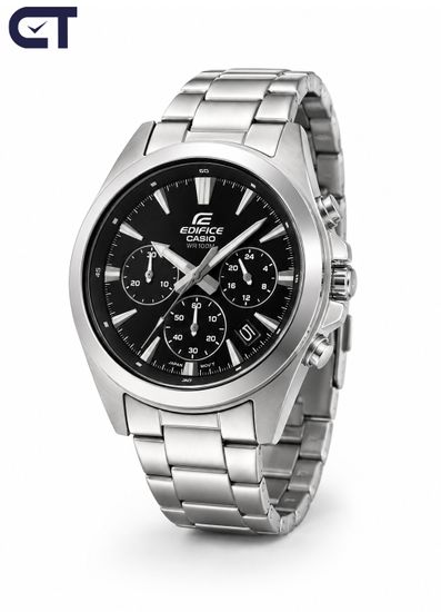 CASIO EFV-630D-1AVUDF EDIFICE мужские наручные часы — универсальный стальной хронограф с чёрным циферблатом