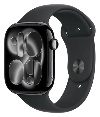 Apple Watch S11 42 mm Aluminum Jet Black case | Black Sport band, M/L