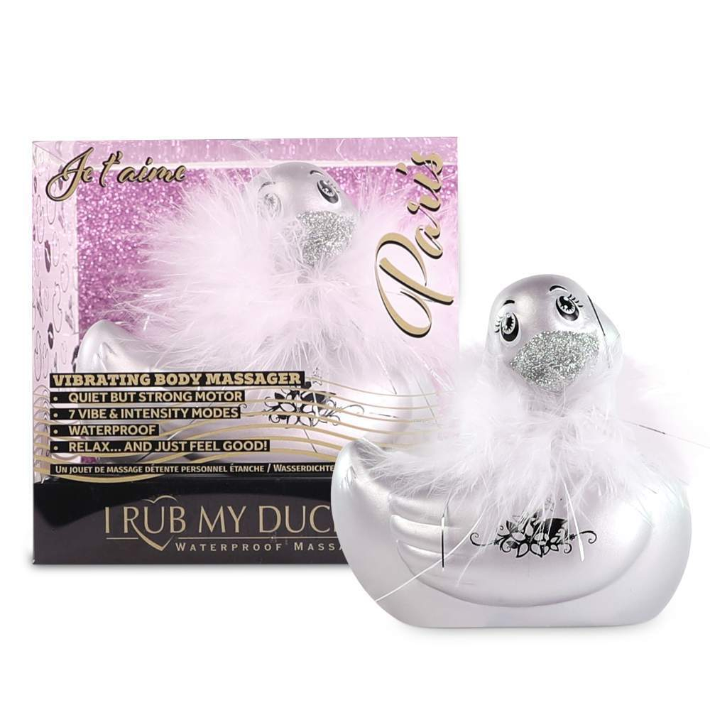 Серебристый вибратор-уточка I Rub My Duckie 2.0 Paris (Цвет: серебристый)