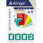 Бумага цветная для офиса А4, 50л., Неон "Зелёный ", Alingar, 80г/м2, пленка т/у