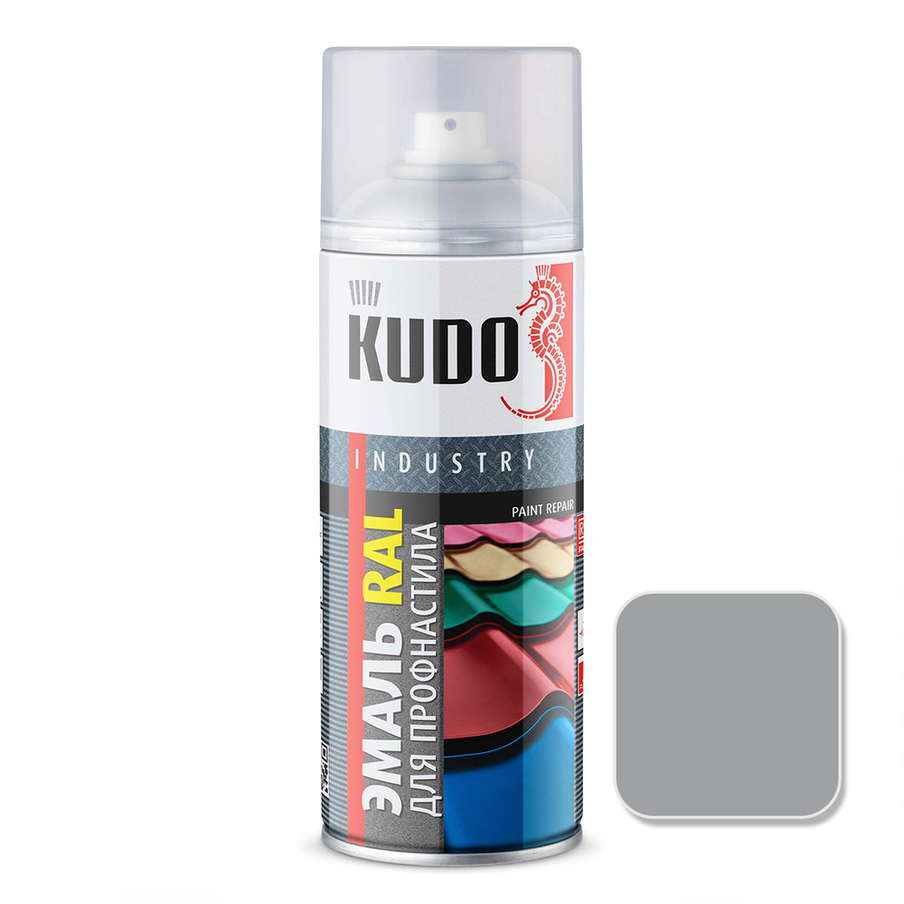 Эмаль аэрозольная для металлочерепицы KUDO KU-07004R Серый (РАЛ 7004) 520мл