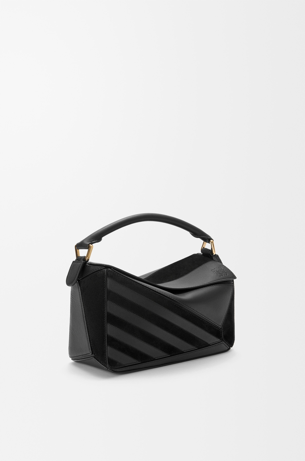 Loewe Маленькая сумка Puzzle из классической телячьей кожи и замши, черный