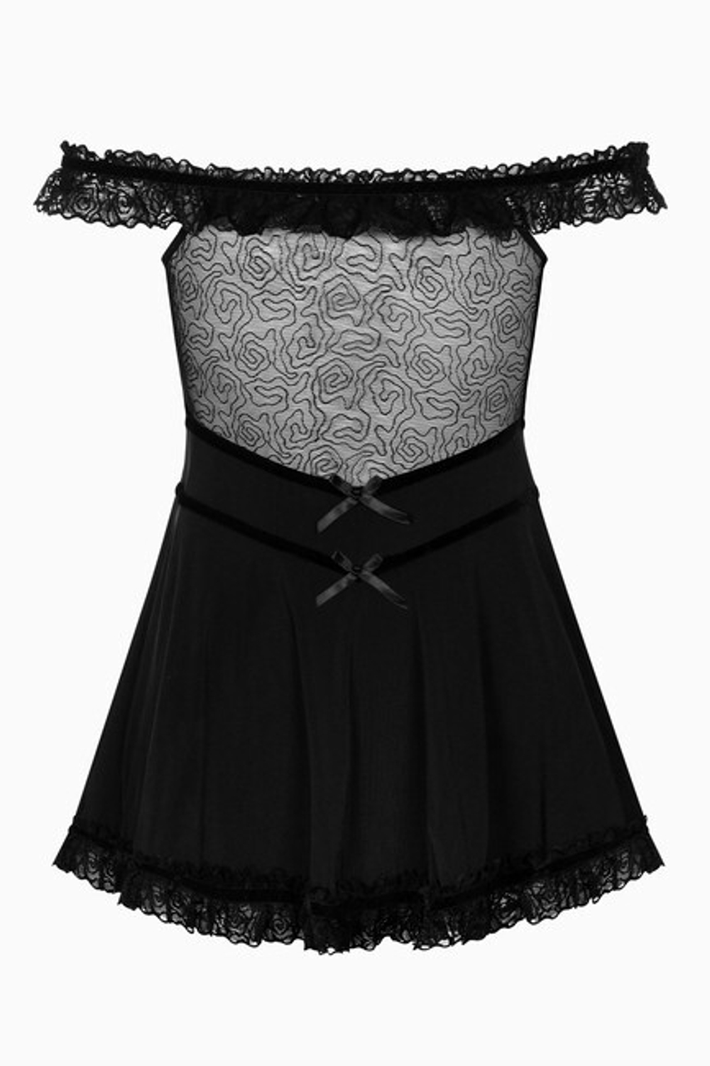Мини-сорочка с открытыми плечами Floresita XLXXL (48-50) (Цвет: черный)