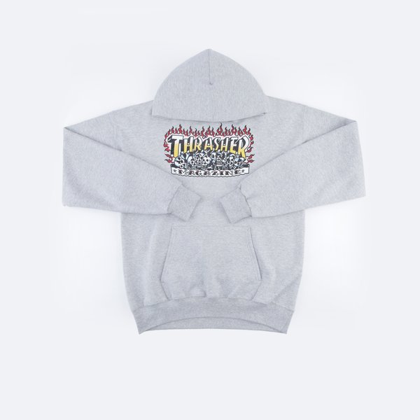 Худи Thrasher Krak Skulls Hood (heather grey) артикул: - купить в магазине Дайс