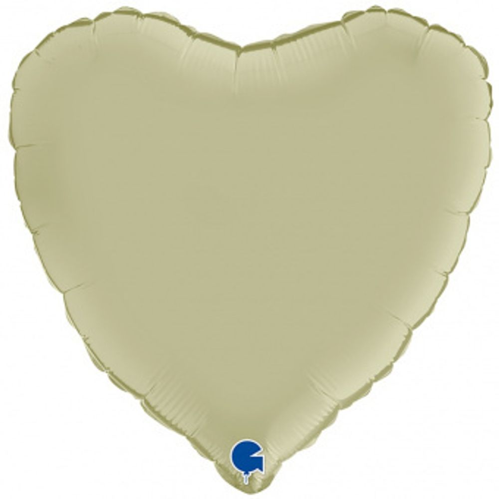 G Шар сердце 18"/46 см, сатин оливковый/Olive Green (БГ-15) 
