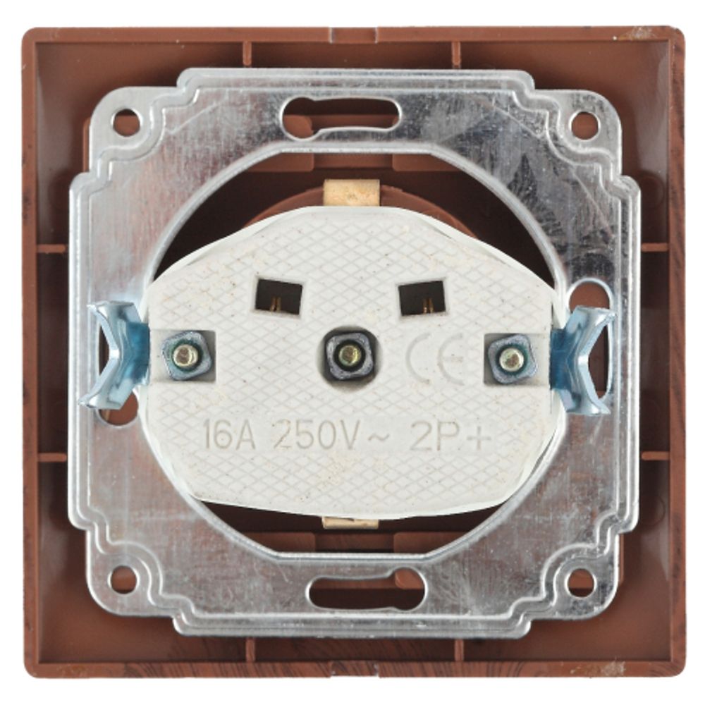 Розетка Intro Plano 1-203-10 2P+E Schuko с крышкой 16А-250В IP20 СУ венге | Intro