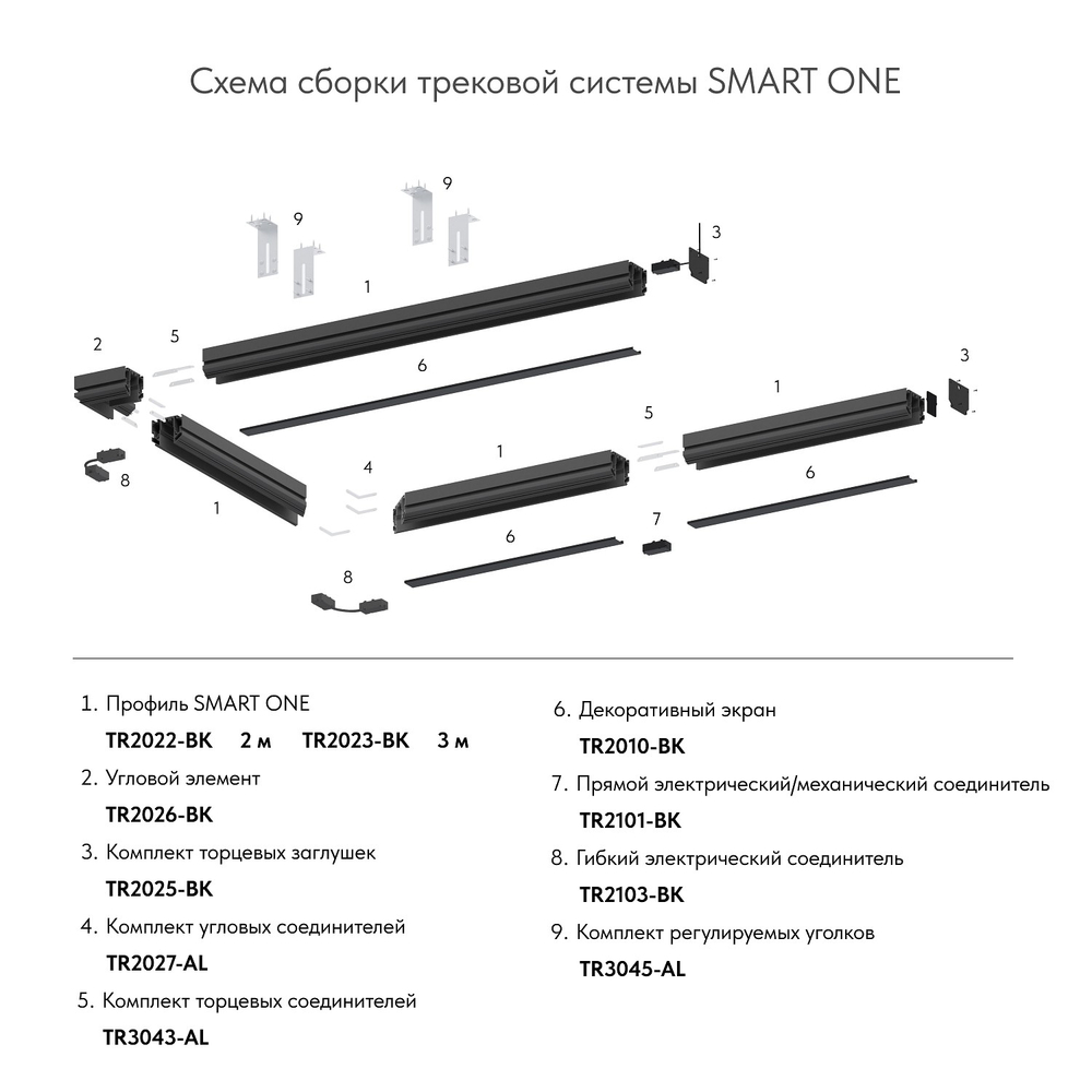 Соединитель линейный для треков Denkirs Smart TR2103-BK