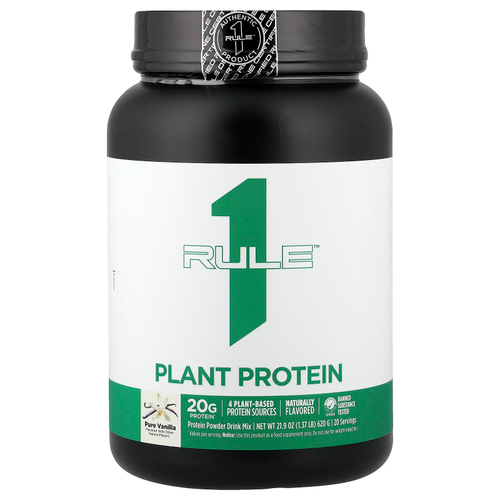 Rule One Proteins, растительный протеин, чистая ваниль, 620 г (1,37 фунта)