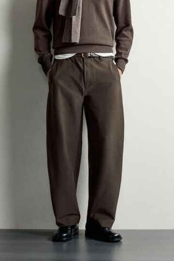 ZARA БРЮКИ BALLOON FIT, КОРИЧНЕВЫЙ