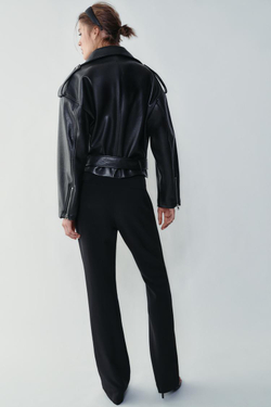ZARA КУРТКА В БАЙКЕРСКОМ СТИЛЕ ИЗ ИСКУССТВЕННОЙ КОЖИ, ЧЕРНЫЙ