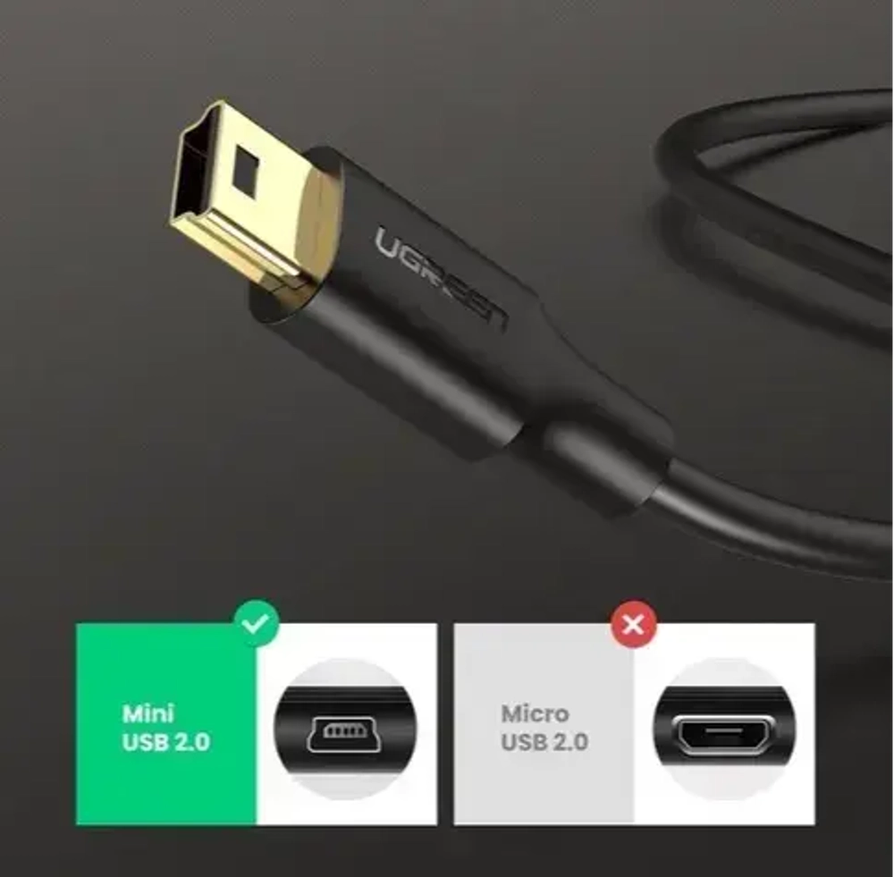 Кабель USB 2.0 - mini USB, 480Mbps, 3m. UGREEN 10386