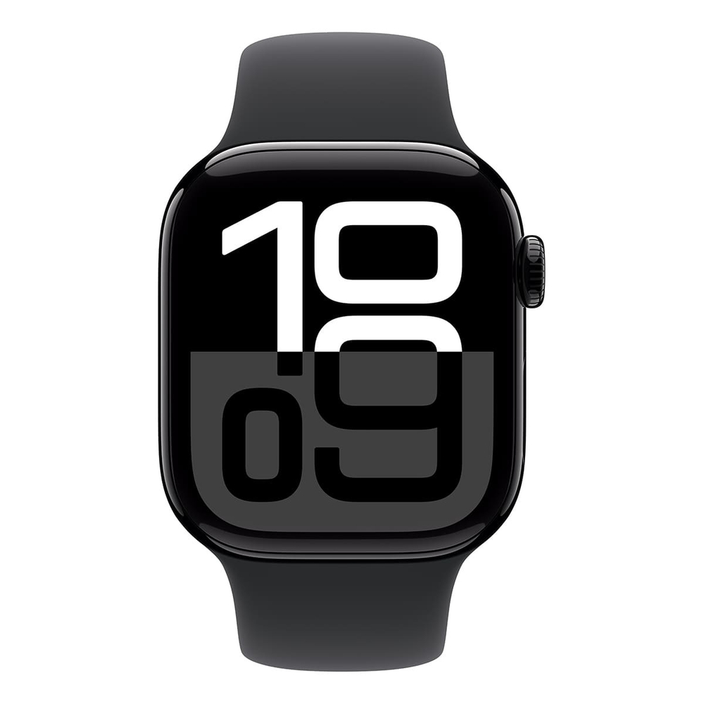 Apple Watch Series 10, 42 мм корпус из алюминия цвета «Jet Black», ремешок Sport Band размера S/M цвета «Black»