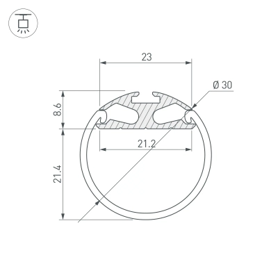 Профиль ROUND-D30-2000 ANOD (Arlight, Алюминий)