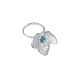 Кольцо Камень в цветке, голубой фианит / Stone Flower Blue