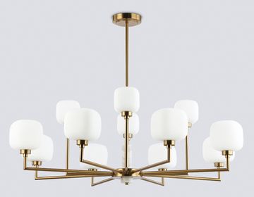 Люстра на штанге с мрамором 12*G9 LH53019/12 BS/FR латунь/белый матовый High Light Ceramo Modern Ambrella