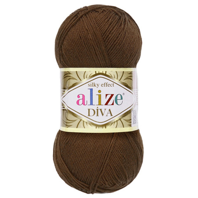 Пряжа Alize (Ализе) Diva / уп.5 мот. по 100 г, 350м, 026 коричневый A