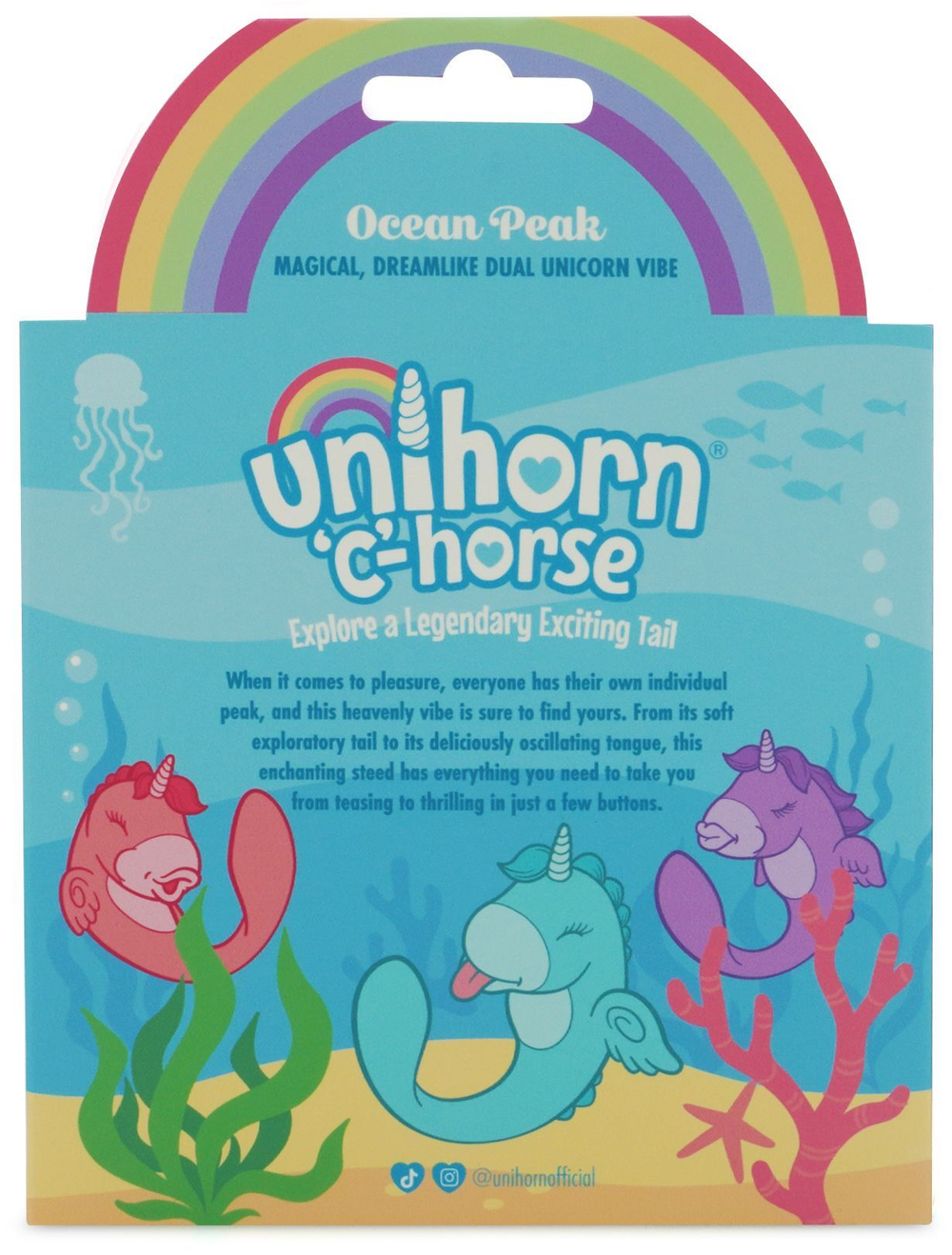 Голубой С-образный вибромассажер C Horse Ocean Peak со стимуляцией язычком (Цвет: желтый)