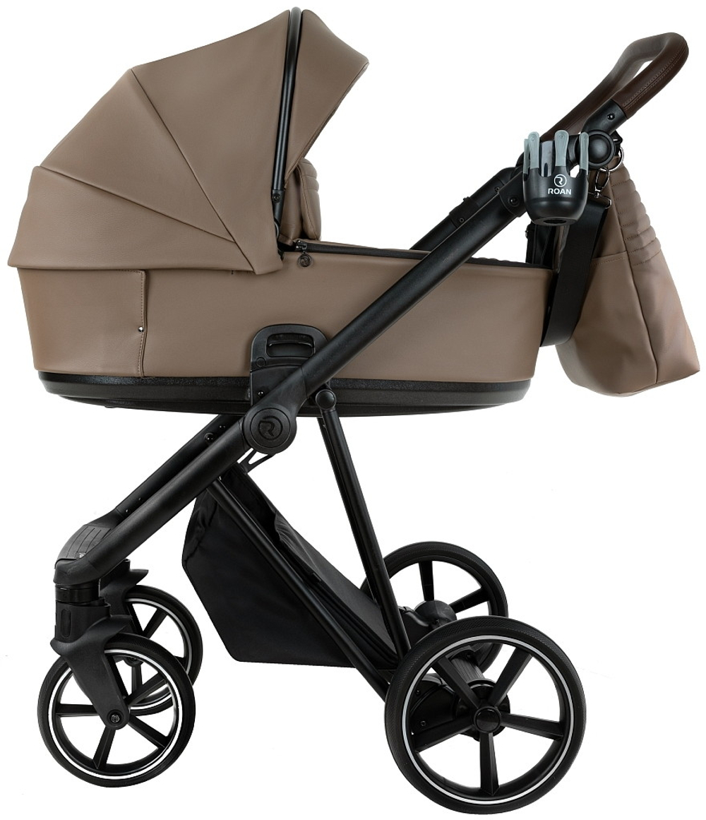Детская коляска Roan Sol Vintage Leather 2.0 3 в 1 с автокреслом Pituso Santiso Pro Black SL/11/L Camel/Black/руч.Тем.коричневый