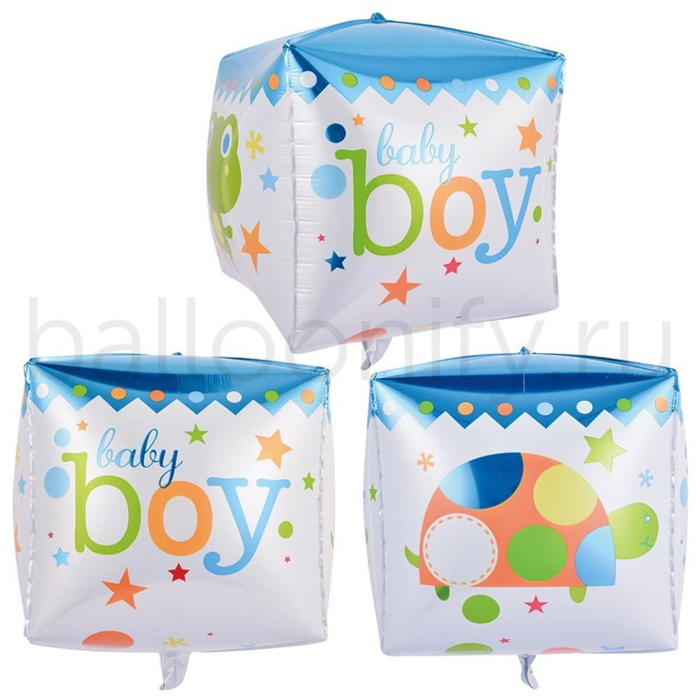 Фольгированная фигура, 3D Куб 34,5CM Малыш мальчик