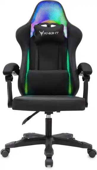 Кресло игровое Knight Wolf RGB черный с подголов. крестов. пластик пластик черный