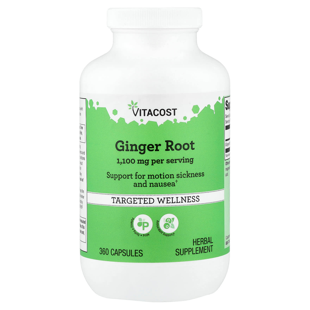 Vitacost, корень имбиря, 360 капсул (550 мг в 1 капсуле)