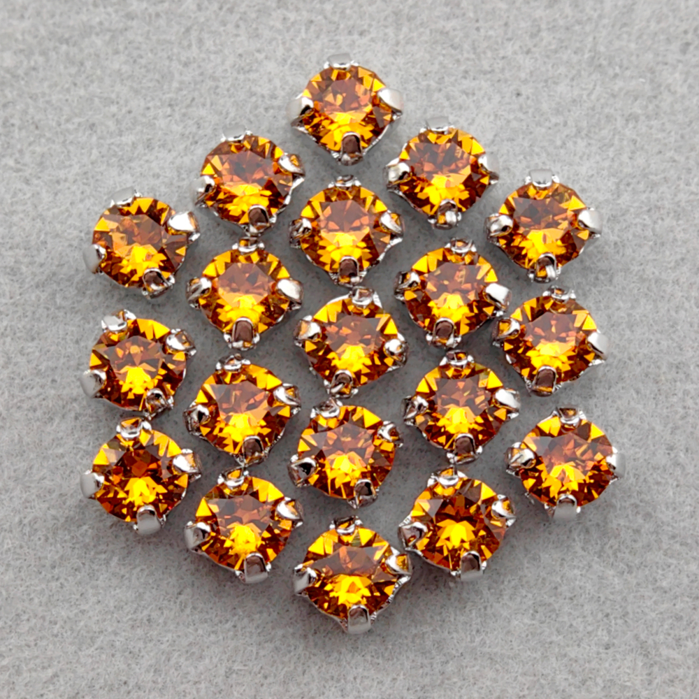 Шатоны Swarovski 1088 в оправах, цвет Топаз/родий (Topaz/Rhodium)