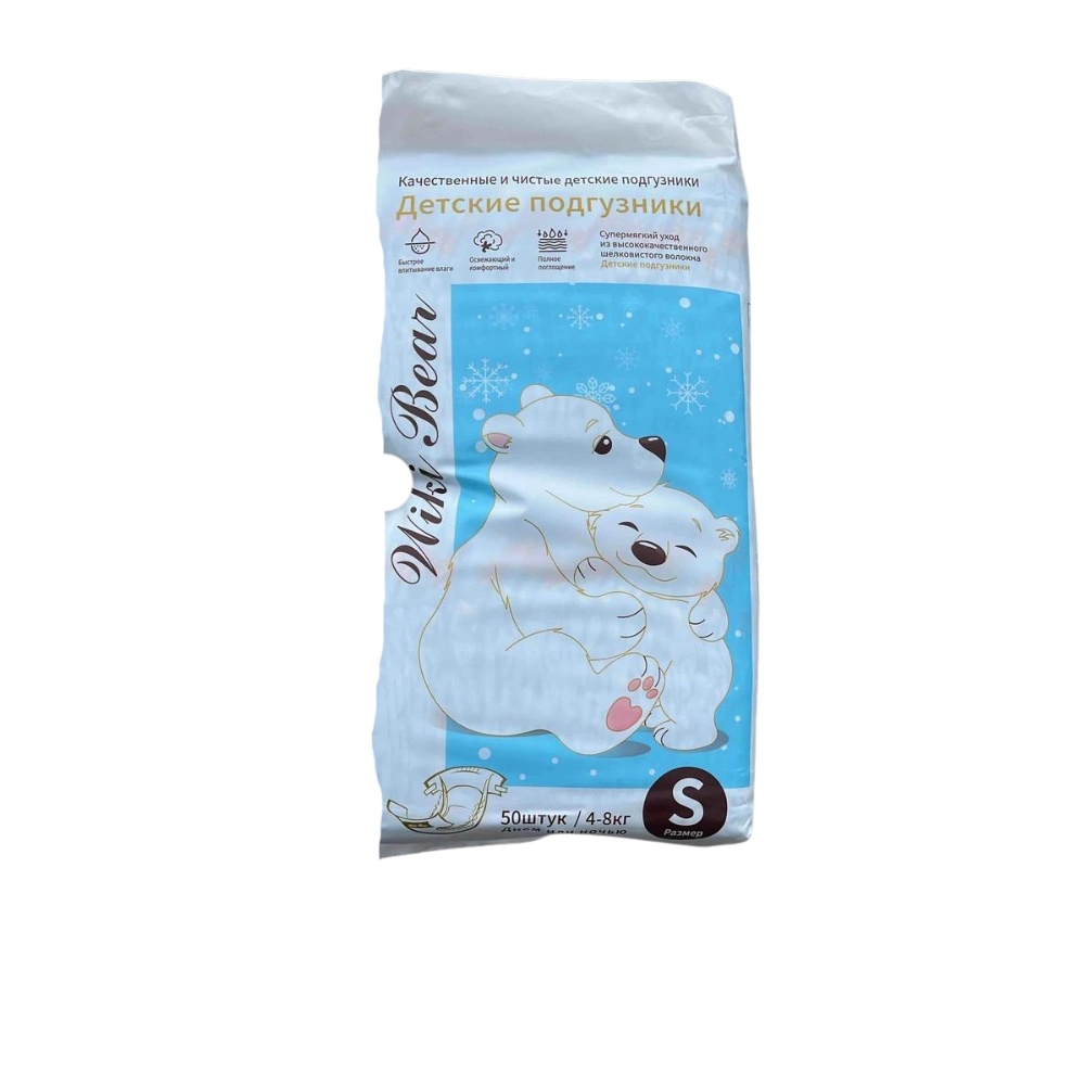 Подгузники Wiki Bear S 4-8 кг 50 шт
