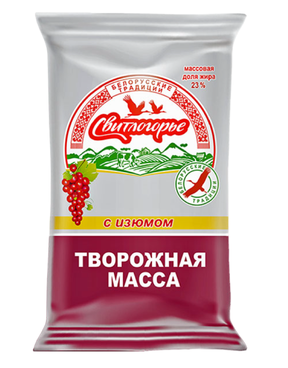 Масса творожная Свитлогорье 23% 180Гр с изюмом
