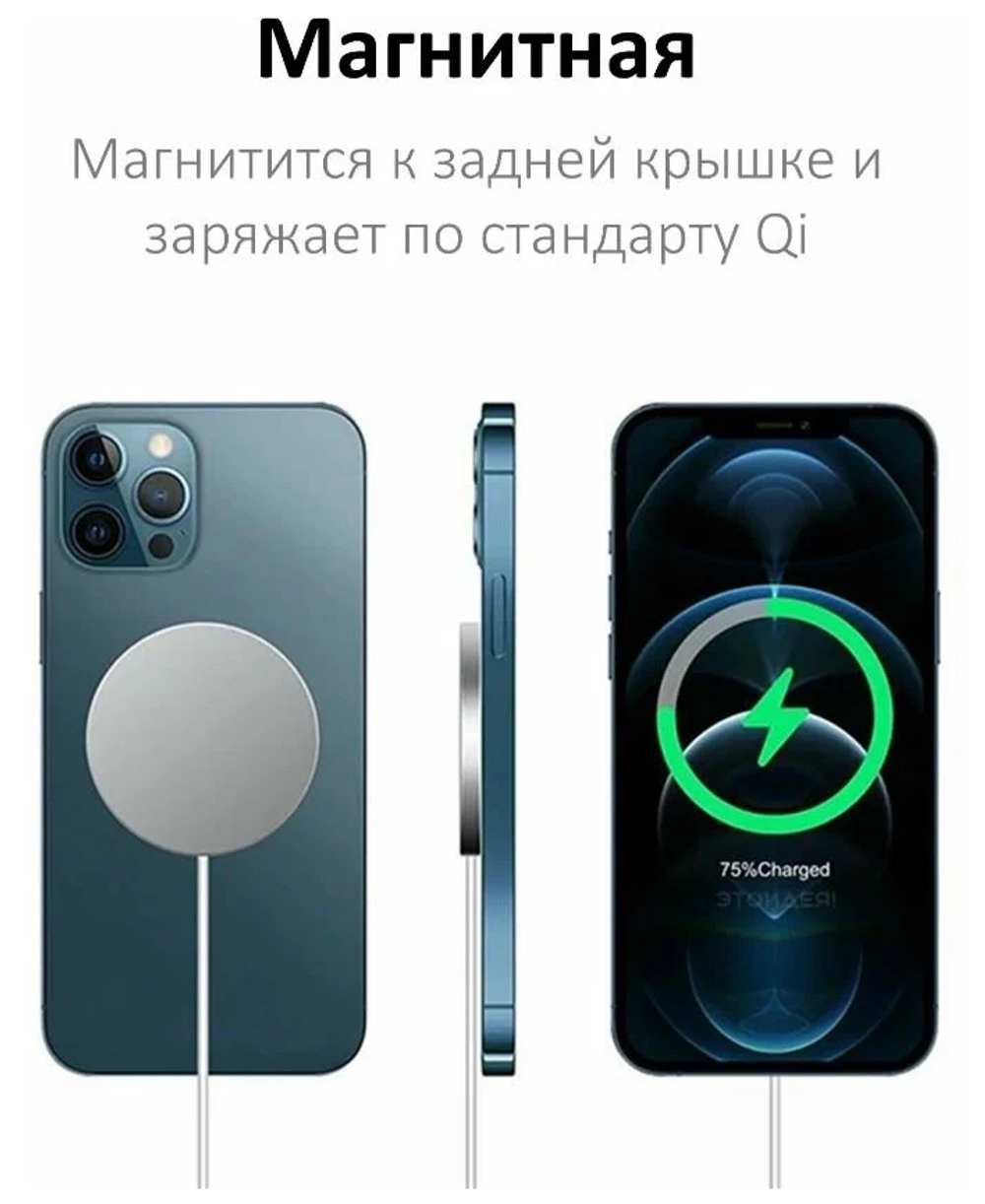 Беспроводное зарядное устройство MagSafe /Зарядный магнитный кабель для айфона с функцией быстрой зарядки 15 Вт