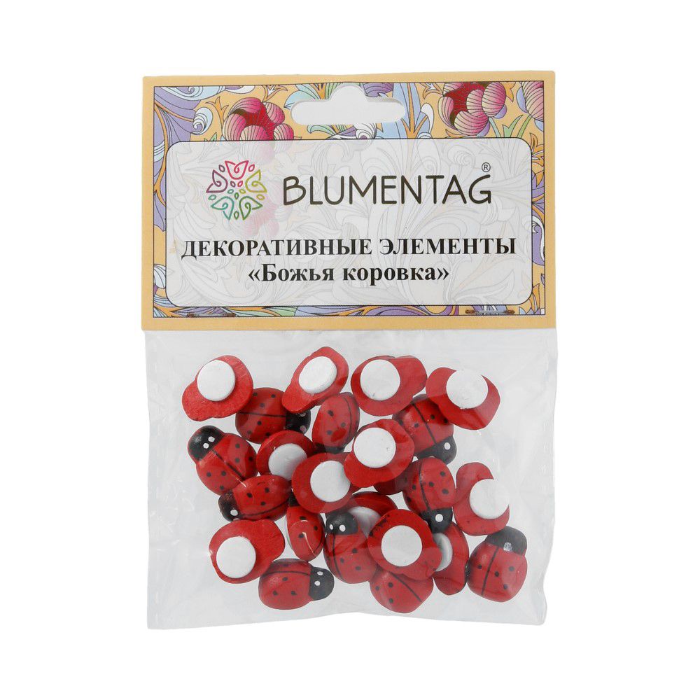 Декоративные элементы 5х24 шт, 1.5 см, Божья коровка/красный, Blumentag WLBF-01