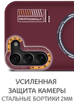 Дизайнерский чехол из мягкого пластика для SAMSUNG S22 (не PLUS,ULTRA) с MagSafe и усиленной защитой камеры