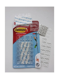 Command 3m клипса для гирлянд прозрачная (20 крючков)